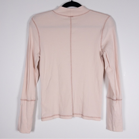Intimately Free People Pink Ribbed Rickie Long Sleeve Mock Neck Top - Picture 10 of 12